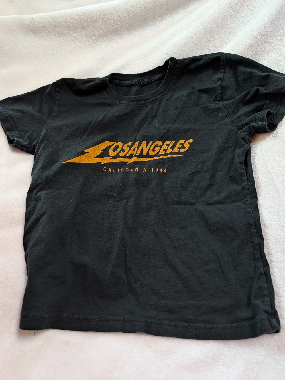 Brandy Melville Black Tee with Gold "Los Angeles" Graphic